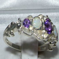 Sterling srebrni pravi istinski ametist i Opal ženski prsten opseg - veličine 12