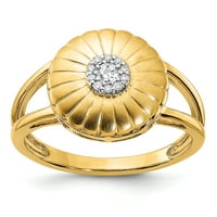 Čvrsti 14K žuti zlatni satenski simulirani cz cvjetni prsten