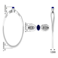 Prirodni plavi safirni prsten za žene za žene - Split prsten shunk, 14k bijelo zlato, US 3,00