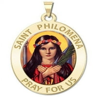 Saint Philomena ovalna religijska boja Medalja - -Solid 14k žuto zlato