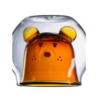 Sonbest Dvostruka staklena čaša otporna na toplinu slatka medvjeda mačka životinjska čaše za kafu prozirna