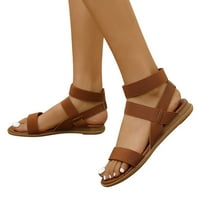 Ženske sandale Čvrsta boja kože otvorene nožne cipele s ravnim donjem gladijatorskim cipelama