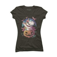 Spooky jednorog smiješno slatka magična halloween juniori ugljena siva grafički tee - dizajn od strane