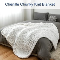 Chunky Knit Blaket Cosy Chenille baca - 51 x63 -warm mekani ručno rakiji za ručno ratke za kauč, krevet,