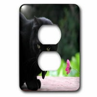 3Droza crna mačka sa cvijećem - poklopac utikača