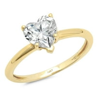 2. CT Sjajno srce Cleani simulirani dijamant 18k žuti zlatni pasijans prsten sz 5.75