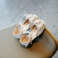 Djevojke Toddler Little Kid Flats Haljina cipele Princess Pearls Bow Girl Gitter Party Wedding Sandals