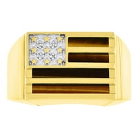 Muški prstenovi 14K žuto zlato u SAD-u dizajnerka zastava s dijamantima i tigrarskim prstenovima za