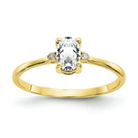 Čvrsti 10k žuto zlato istinski dijamant i bijeli Topaz Birthnone zaručničke prstene