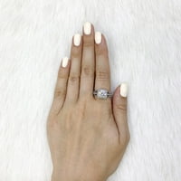 2.4TCW Okrugli rez kreirao dijamantski trg Halo Angažman prsten 14k bijelo zlato