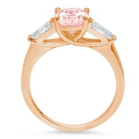 2. CT sjajan ovalni rez simulirani ružičasti dijamant 14k Rose Gold Trobotan prsten s 10,5