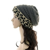 Tenjioo Fall Clearence ženske unise pletene Zimske debele leopard fleece obložene panie tople šešire