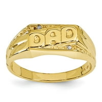 14k žuti zlatni prsten za muške dijamant okrugli AA, veličina 6