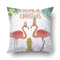 Xmas tropski božićni čestitki sa biljnim i flamingovim jastukom jastuk za jastuk za jastuk