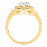 1. CT sjajan okrugli rez simulirani dijamant 14k žuto zlato halo pasijans sa accentima prsten sz 6