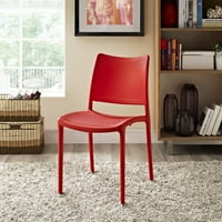 Moderna savremena stolica za ručavanje, crvena, plastika