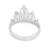 Okrugli rez simulirani multi kameni aurora princess stil zaručnika vjenčani krunski prsten u 14k bijelo zlato preko srebra od sterlinga sa veličinom prstena 9,5