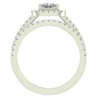 Princess rez dijamantski jastuk halo vjenčani prsten 1. karata ukupne težine 14k bijelo zlato