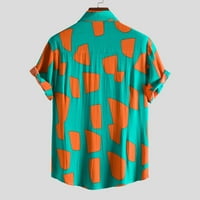 Dxhmoneyh havajska majica za muškarce casual gumb down kratki rukav lana majica Flamingo opuštena majica