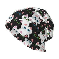 Crno bijela mačka Slouchy Beanie za žene Muškarci Stretch Sleep Hat Funkcija Poklon Jesenska casual
