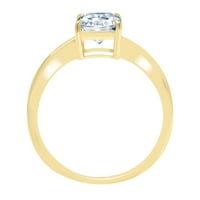 2. CT sjajan blistavo Cleani simulirani dijamant 18k žuti zlatni pasijans prsten sz 7.25