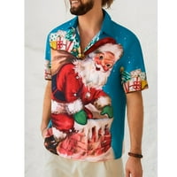 Muški i dječakov božićni print casual prozračna havajska majica kratkih rukava s više boja