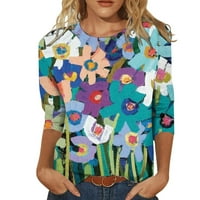 Floleo ženski vrhovi bluza za klirensu modne žene Okrugli vrat 3 4Sleeve majica Jesenja ispiha bluza