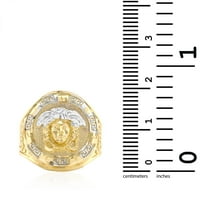 10K Čvrsto žuto zlato Diamond Cut Style Medusa okrugli muški prsten