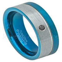 2-tonska plava IP cijevna cijev volfram - 0,07ct Solitaire Black Diamond Ring - personalizirani vjenčani