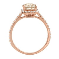 1. CT Sjajni smaragdni rez Clear Simulirani dijamant 18k Rose Gold Halo Solitaire sa Accentima prsten