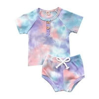 B91XZ Baby Girl Outfit Baby Ljeto Baby Unise Boy Girl Colorful Ribded Thirts kratke kratke hlače, veličine