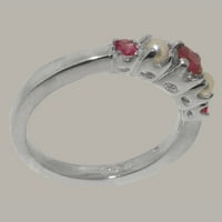 Britanci napravio je 9k bijelo zlato Real Prirodno ružičasti turmalinski i kultivirani biserni ženski prsten - veličine opcije - veličine 8