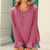 Funicet ženske majice s dugim rukavima patentni šljokica Lagana bluza čipkasta labava pulover Jumper