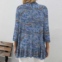 Bazyrey Womens Ljetni vrhovi Grafički tiskani bluza Ženka V vrat Ležerne prilike kratkog rukava TUNIC