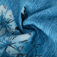 APEPAL ženski gumb pamuk poput tkanine digitalni tisak dugih rukava s dugim rukavima plavi xl
