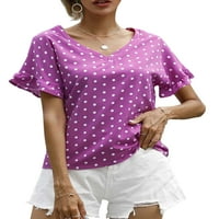 Ženske vrhove plus veličine za žene V-izrez za bluzu za bluzu za izrezu, majica za žene za žene