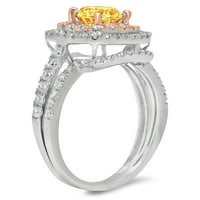 Ayanna - Moissite Pear Shape Halo Lab Diamond Angažman prsten sa bočnim spomenicima