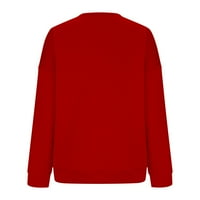 Ženska modna gradijent ispisana labava majica dugi rukavi bluza sa magiranjem V-izrez crveni, xl