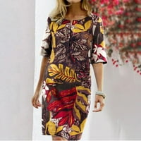 Lovskoo Ljetni vrhovi za žene Trendy Bluzes kratki rukav cvjetni tiskani plus veličina okrugla vrata