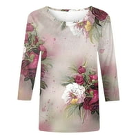 Bluze za žene Ženska ljetna jesenski okrugli vrat kratki rukav cvjetni print casual vintage majica dame