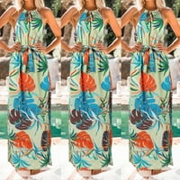 Avamo dame duga haljina Halter vrat Ljeto plaža Sundress cvjetni print maxi haljine žene boemian travel