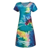 Charella Wemens tiskana prsluka Sling haljina Summer rukava V-izrez Casual Long Maxi haljina plava,