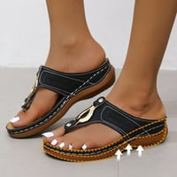 Ženske sandale ravne proljetne modne stilske ljetne boemske papuče za žene crne veličine 8