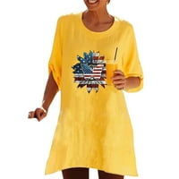 Amousa Womens-Plus-Plus-Tops Ljetni lati rukav majice Ležerne prilike sa labavim tiskanim majicama za