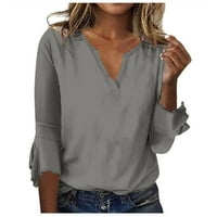 APEPAL ženske tunike Plus veličine Tors Ljetni kratki rukav V izrez Bluze Ruffle Flowy Button gore T majice