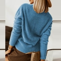 Duksevi za žene Jednobojno pletene pulover dugih rukava na dugim rukavima