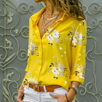 Trendy dukseri za ženske ženske ispisane labave bluze s dugim rukavima okrugli vrat casual pulover vrhovi