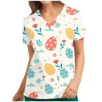 Odeerbi Ljetni casual elegantni vrhovi za žene modna majica V-izrez s kratkim rukavima za ispis bluza