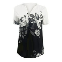 Posteljina košulja za žensku majicu Ležerne rublje Ljetna boja u boji V izrez Tees Ruched bluza bijela, l