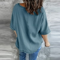 Penskeiy Women Fashicted Casual Okrugli vrat Kratki rukav labav majica Bluza za bluzu Ljetna svestrana